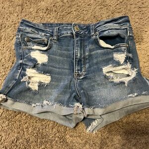 American Eagle Outfitters Blue Distressed Jean Shorts